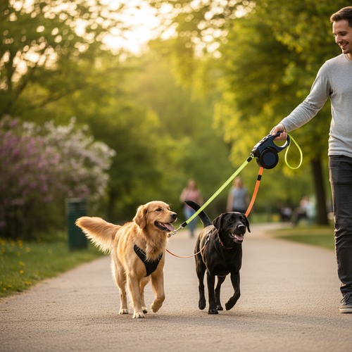 Auto Double Dog Leash - promenad