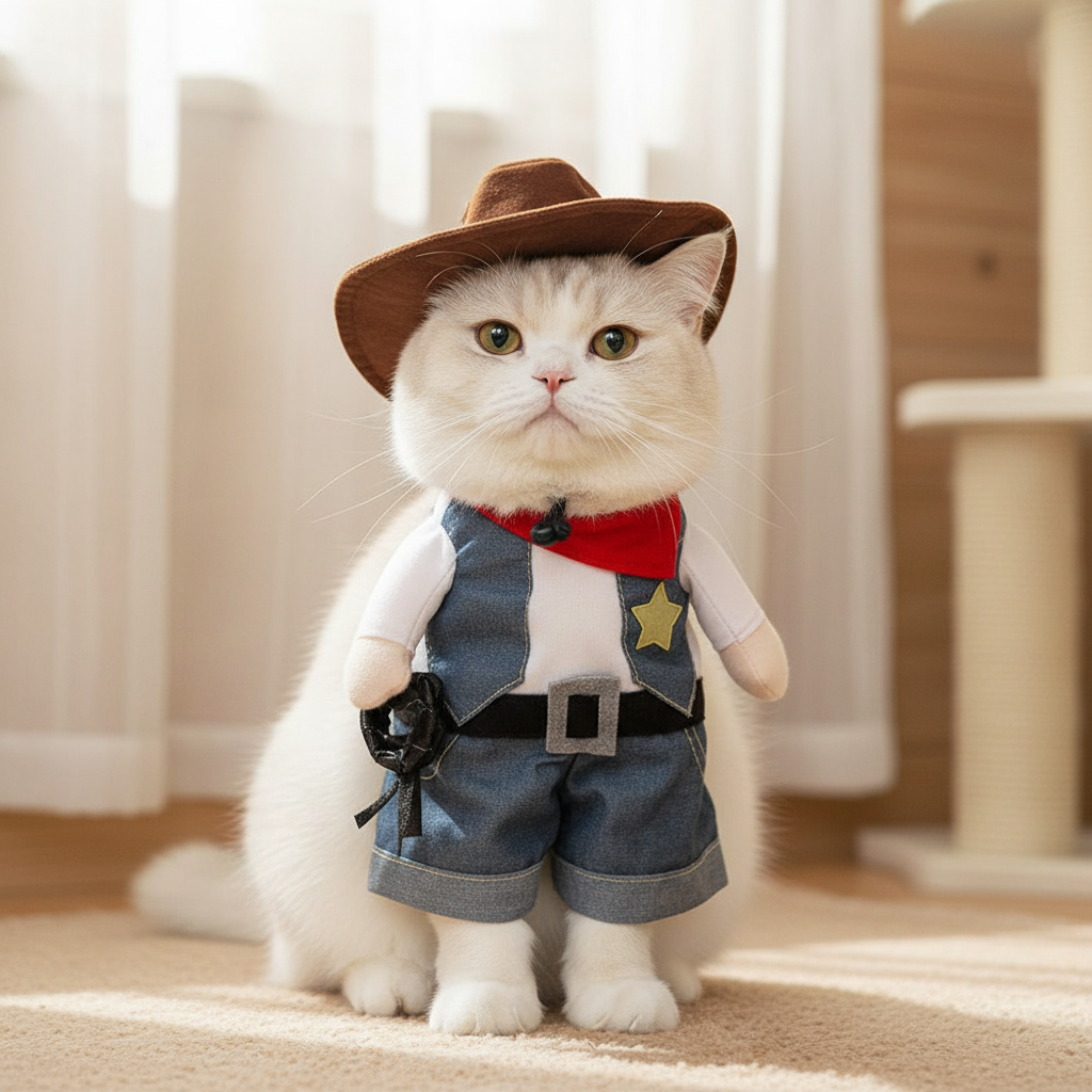 Denim Costume - vit katt