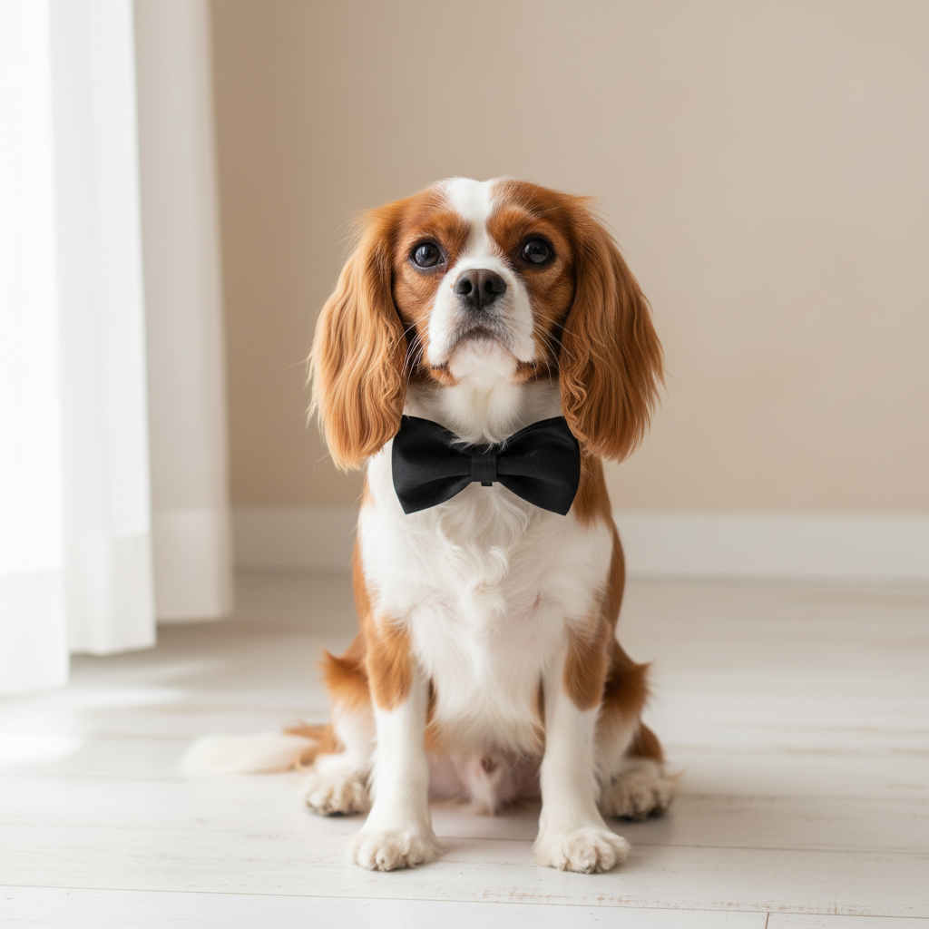En hund med bow tie collar
