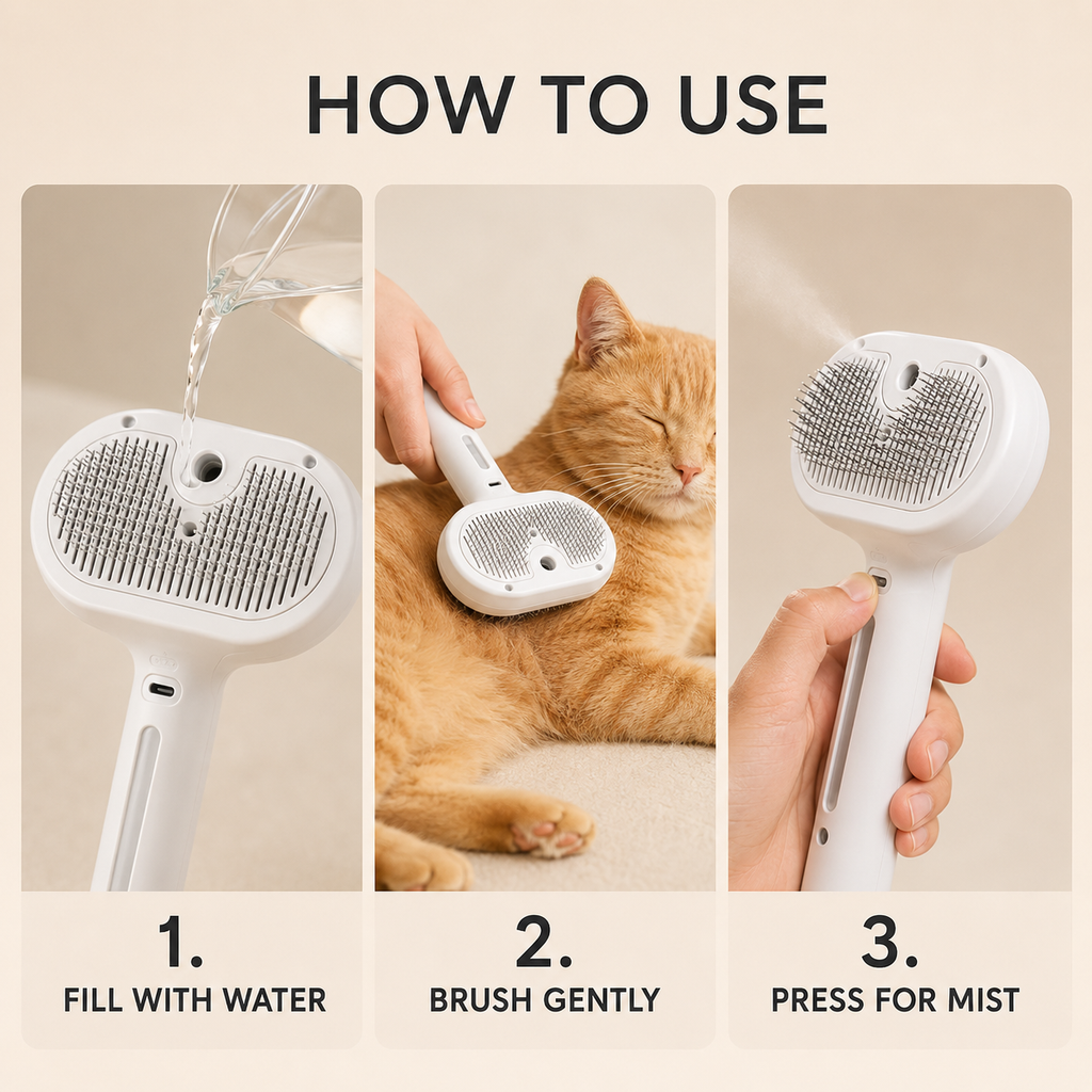 How to use the Pet Hair Spray Brush in three simple steps