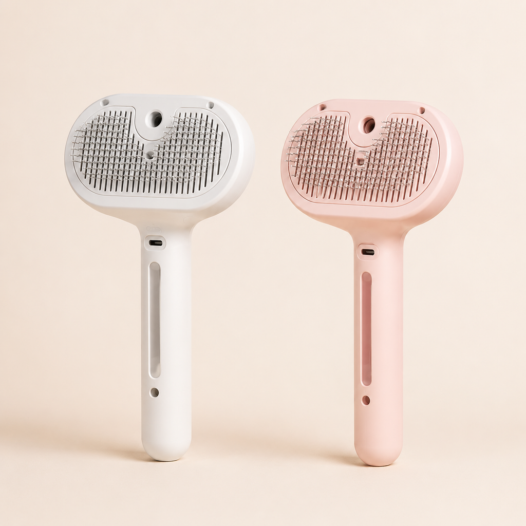 Pet Hair Spray Brush in white and pink