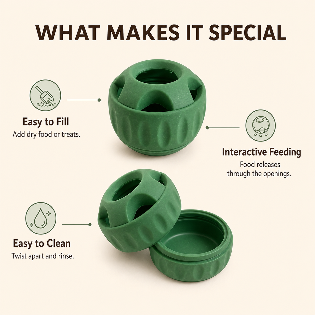 Slow feeder toy features and cleaning guide