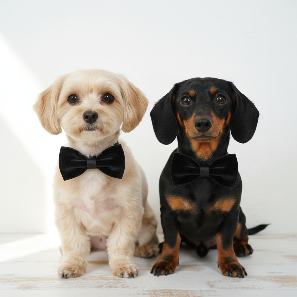 Två hundar med bow tie collar
