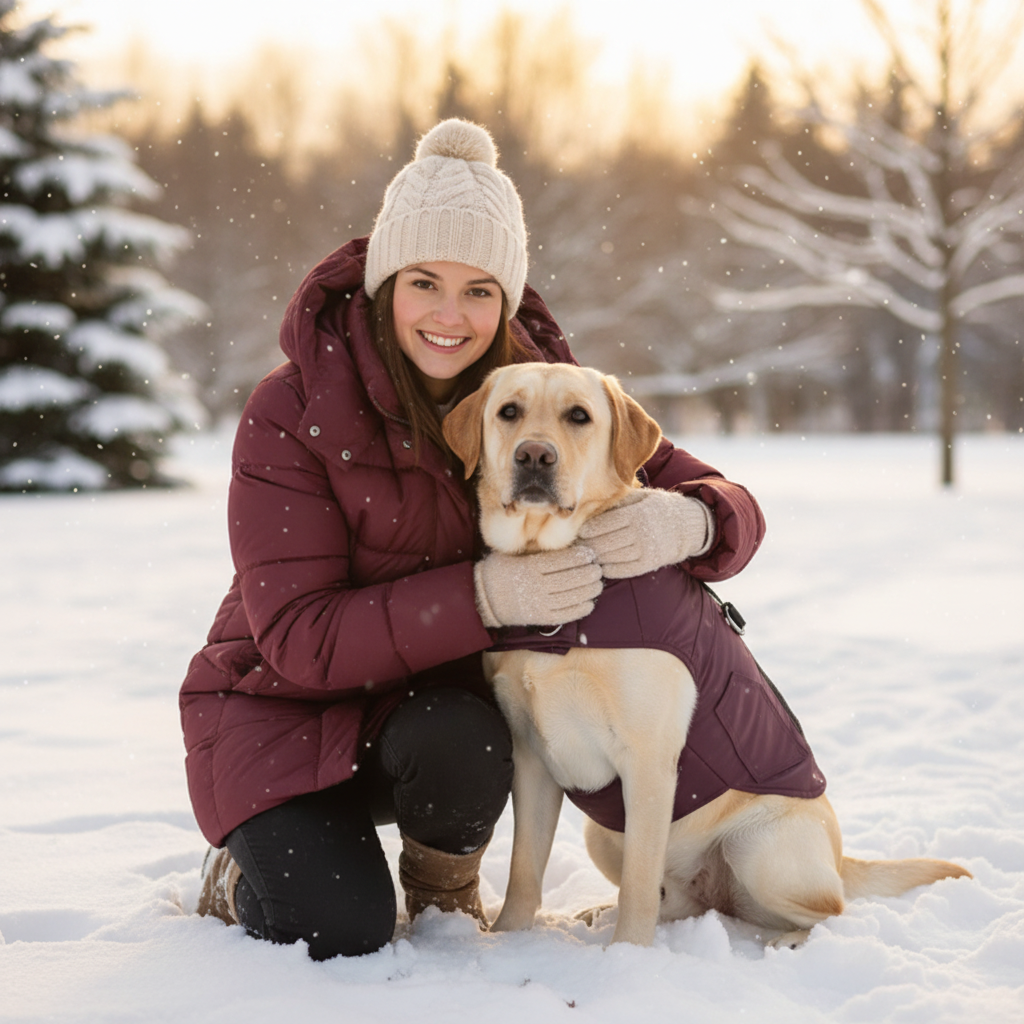 Winter Vest - kvinna med labrador
